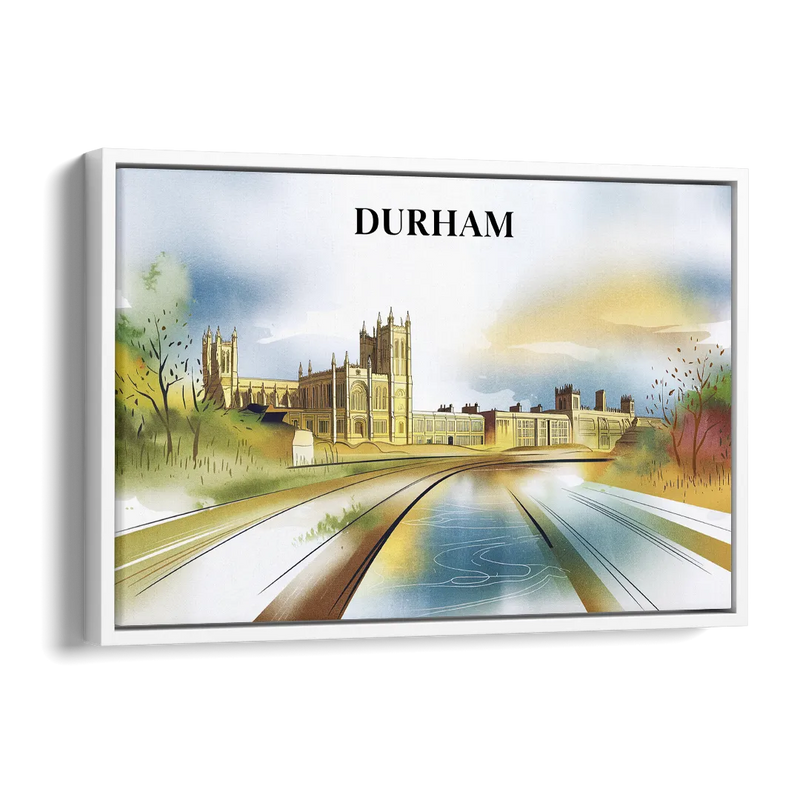 Durham Cultural Landmarks Side - White Canvas Wall Art