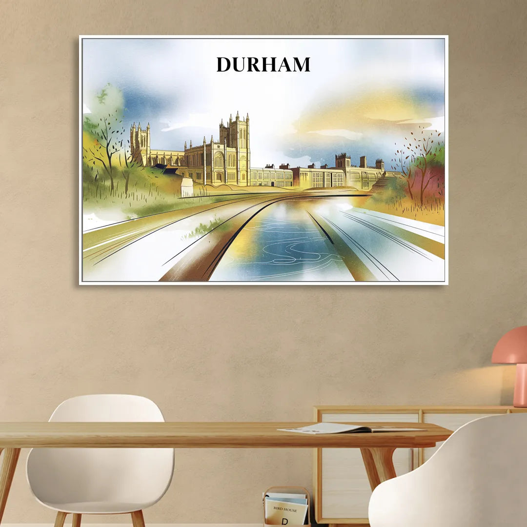 Durham Cultural Landmarks Sitting Room - White Canvas Wall Art