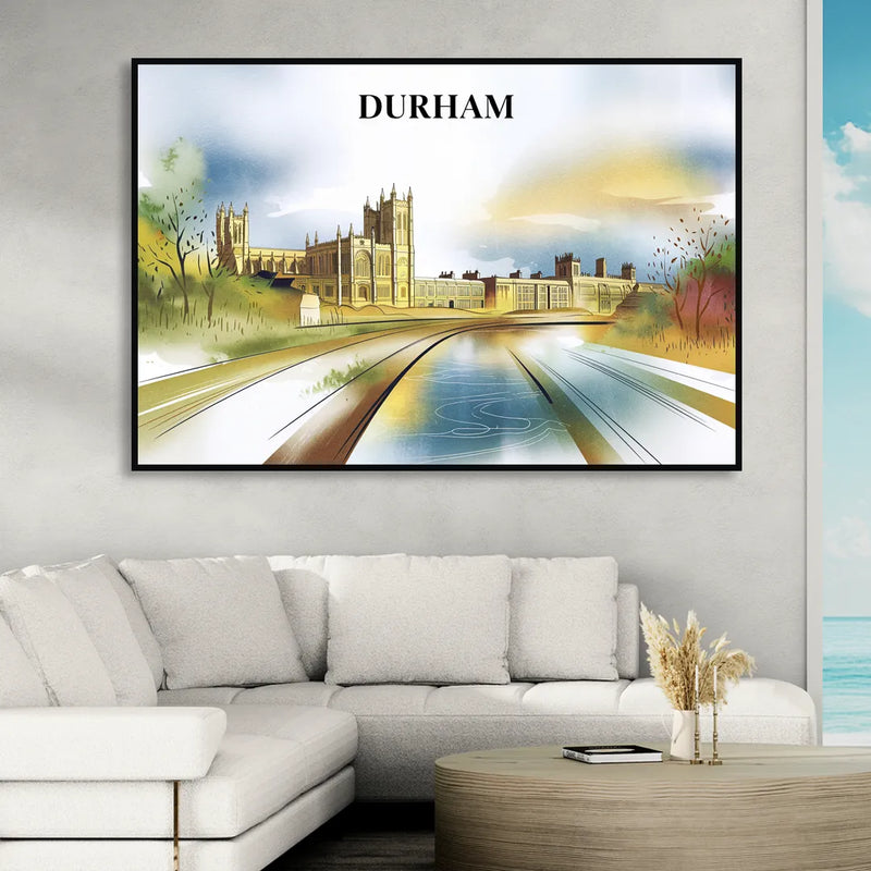 Durham Cultural Landmarks Sitting Room - Black Canvas Wall Art