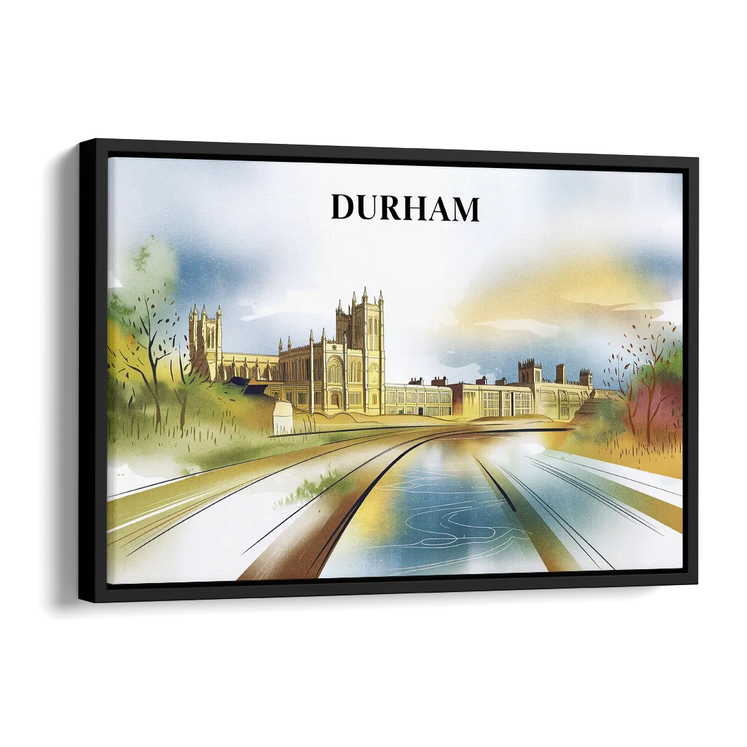Durham Cultural Landmarks Side - Black Canvas Wall Art