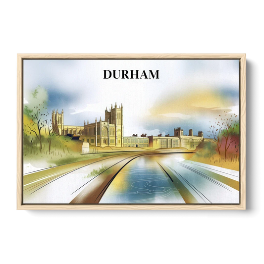 Durham Cultural Landmarks - Oak Framed Canvas Wall Art - Front