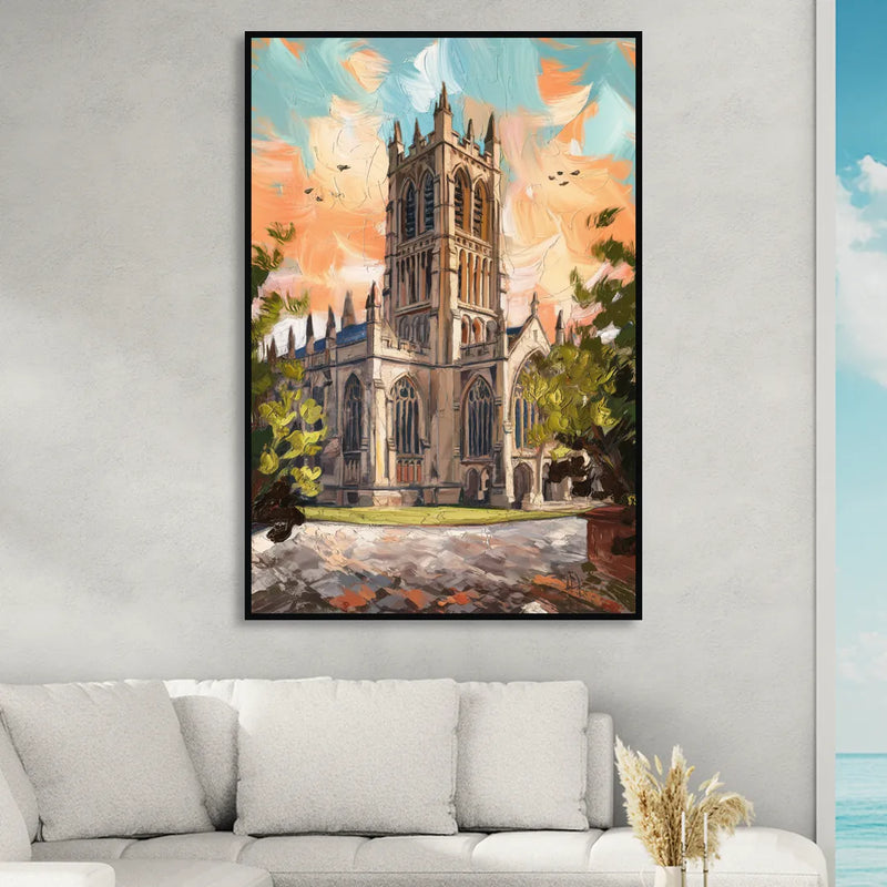 Durham Historic Architecture Living Room - Black Canvas Wall Art