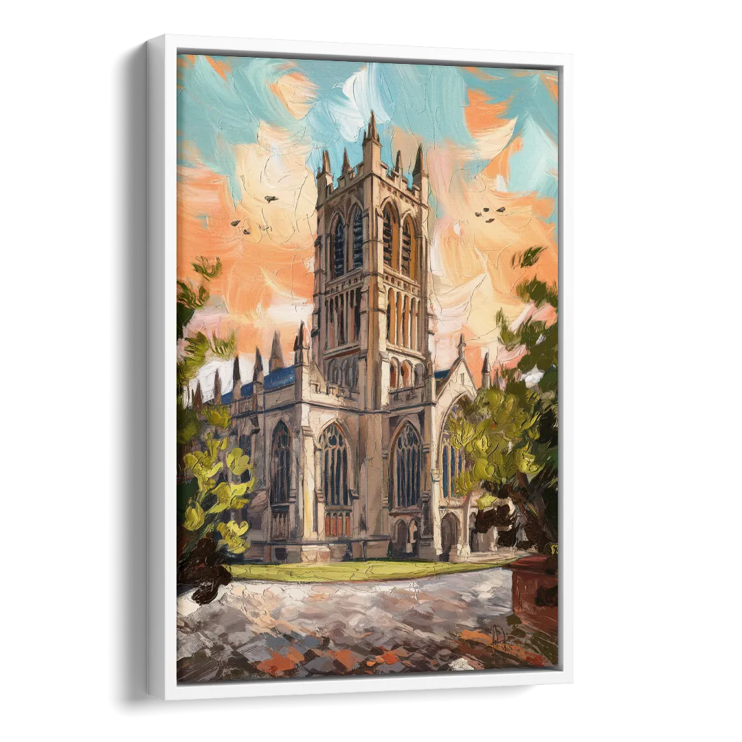 Durham Historic Architecture Side - White Canvas Wall Art