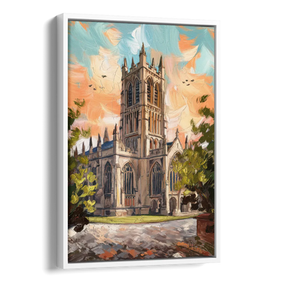 Durham Historic Architecture Side - White Canvas Wall Art