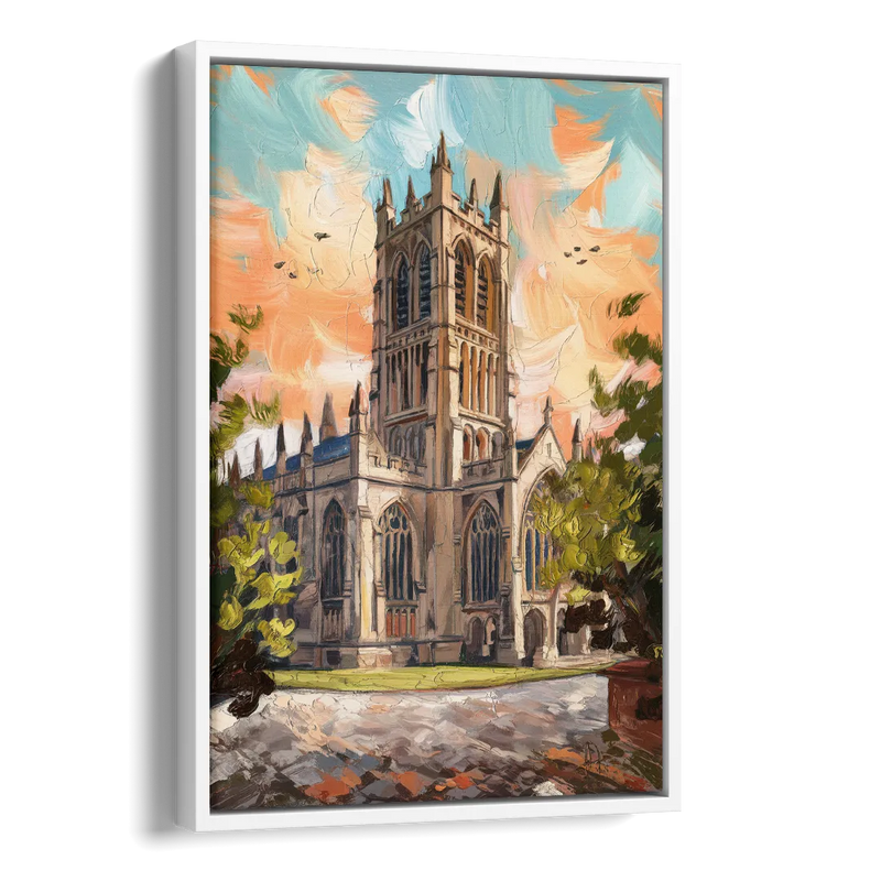 Durham Historic Architecture Side - White Canvas Wall Art