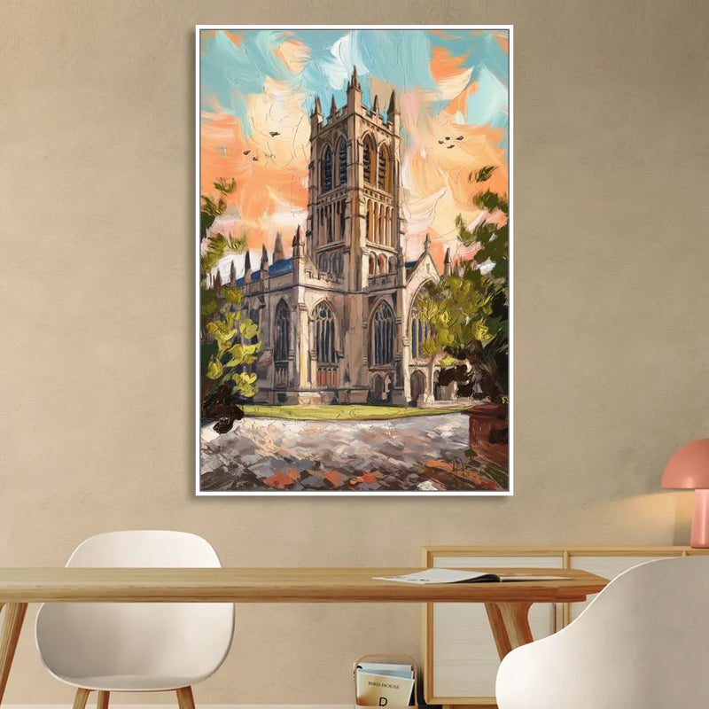 Durham Historic Architecture Living Room - White Canvas Wall Art