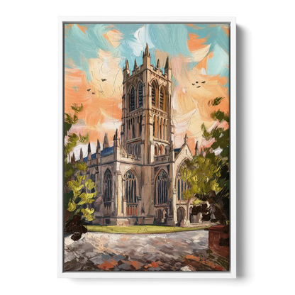 Durham Historic Architecture Front - White Canvas Wall Art