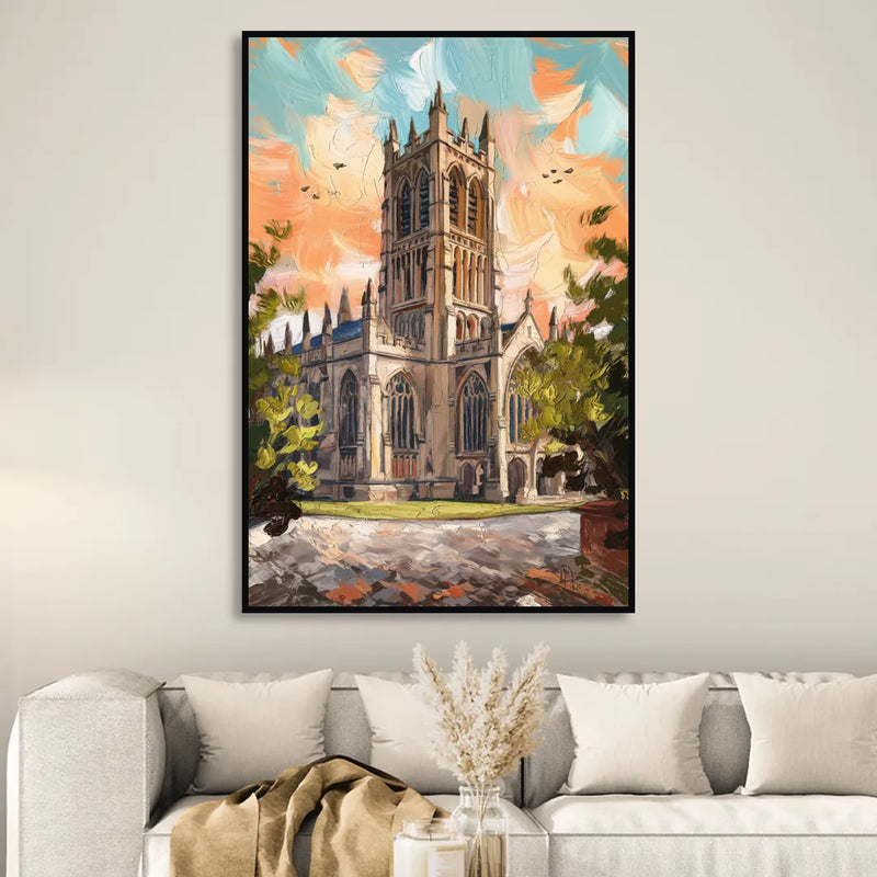 Durham Historic Architecture Sitting Room - Black Canvas Wall Art