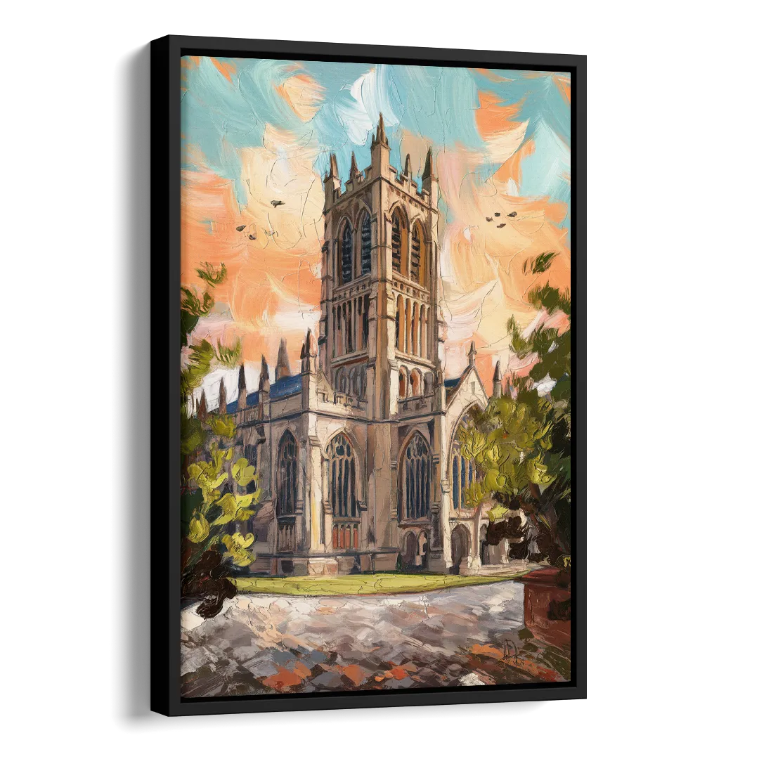 Durham Historic Architecture Side - Black Canvas Wall Art