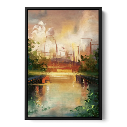 Durham Riverwalk Serenity Front - Black Canvas Wall Art