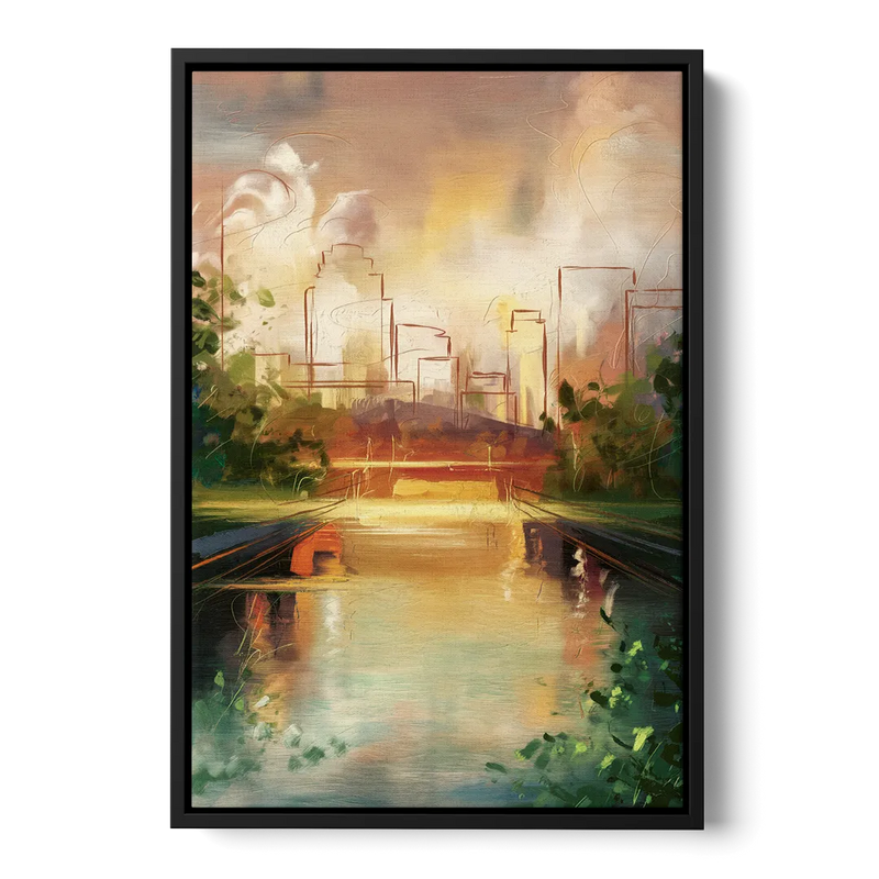 Durham Riverwalk Serenity Front - Black Canvas Wall Art