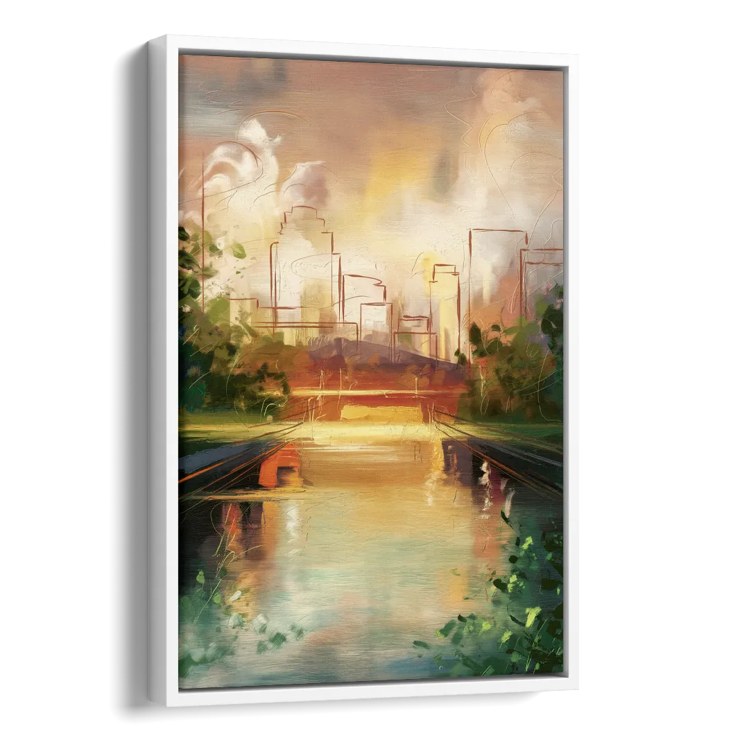 Durham Riverwalk Serenity Side - White Canvas Wall Art