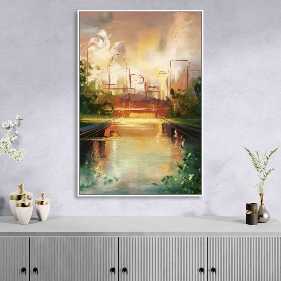 Durham Riverwalk Serenity Living Room - White Canvas Wall Art
