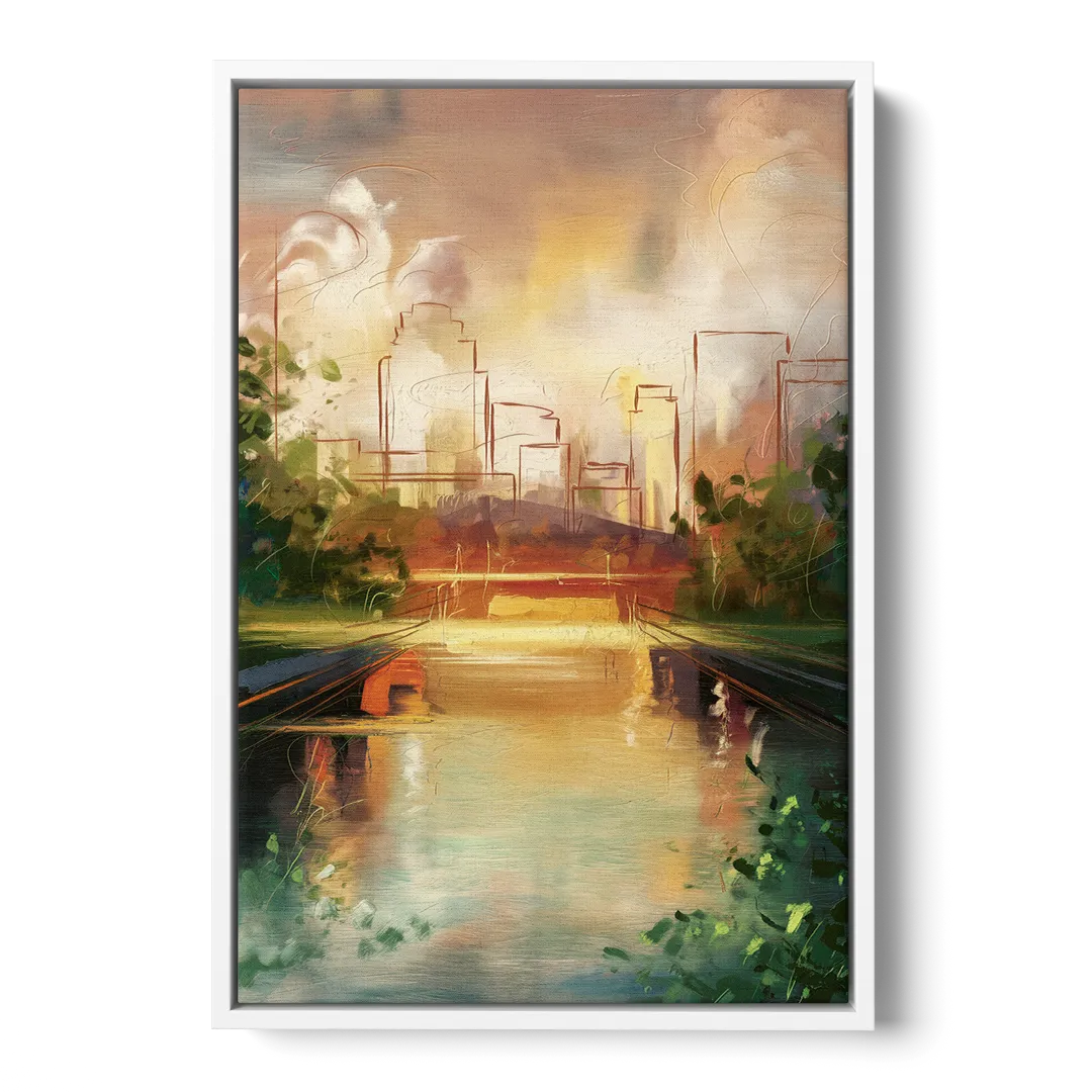 Durham Riverwalk Serenity Front - White Canvas Wall Art