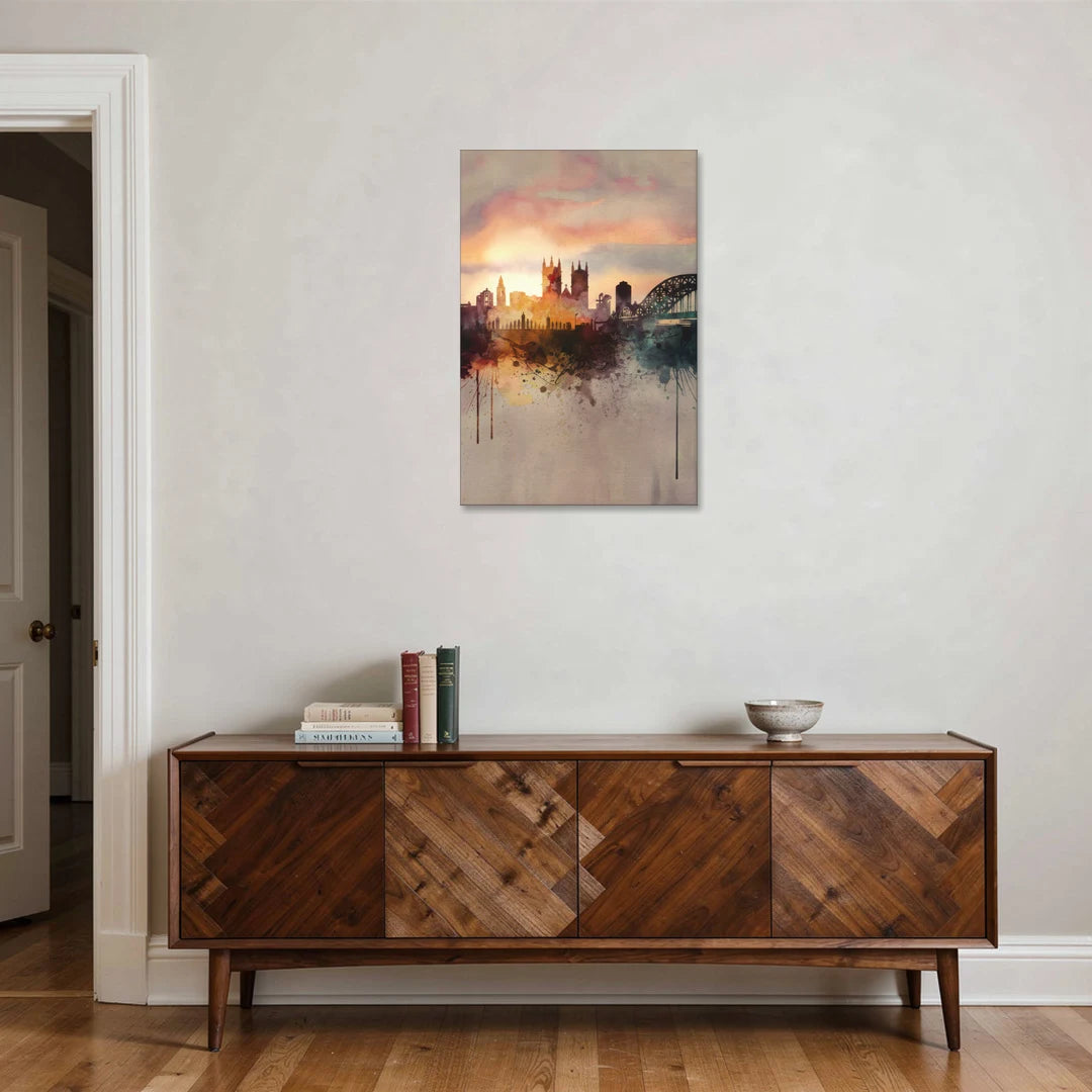 Durham Skyline at Sunset - Canvas Wall Art - Coffee Table - 24x36