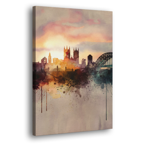 Durham Skyline at Sunset - Canvas Wall Art - Side