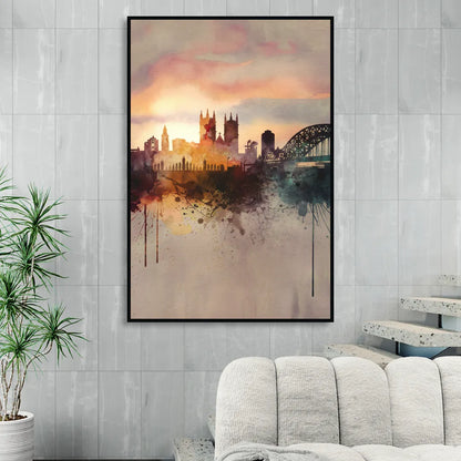 Durham Skyline at Sunset Sitting Room - Black Canvas Wall Art