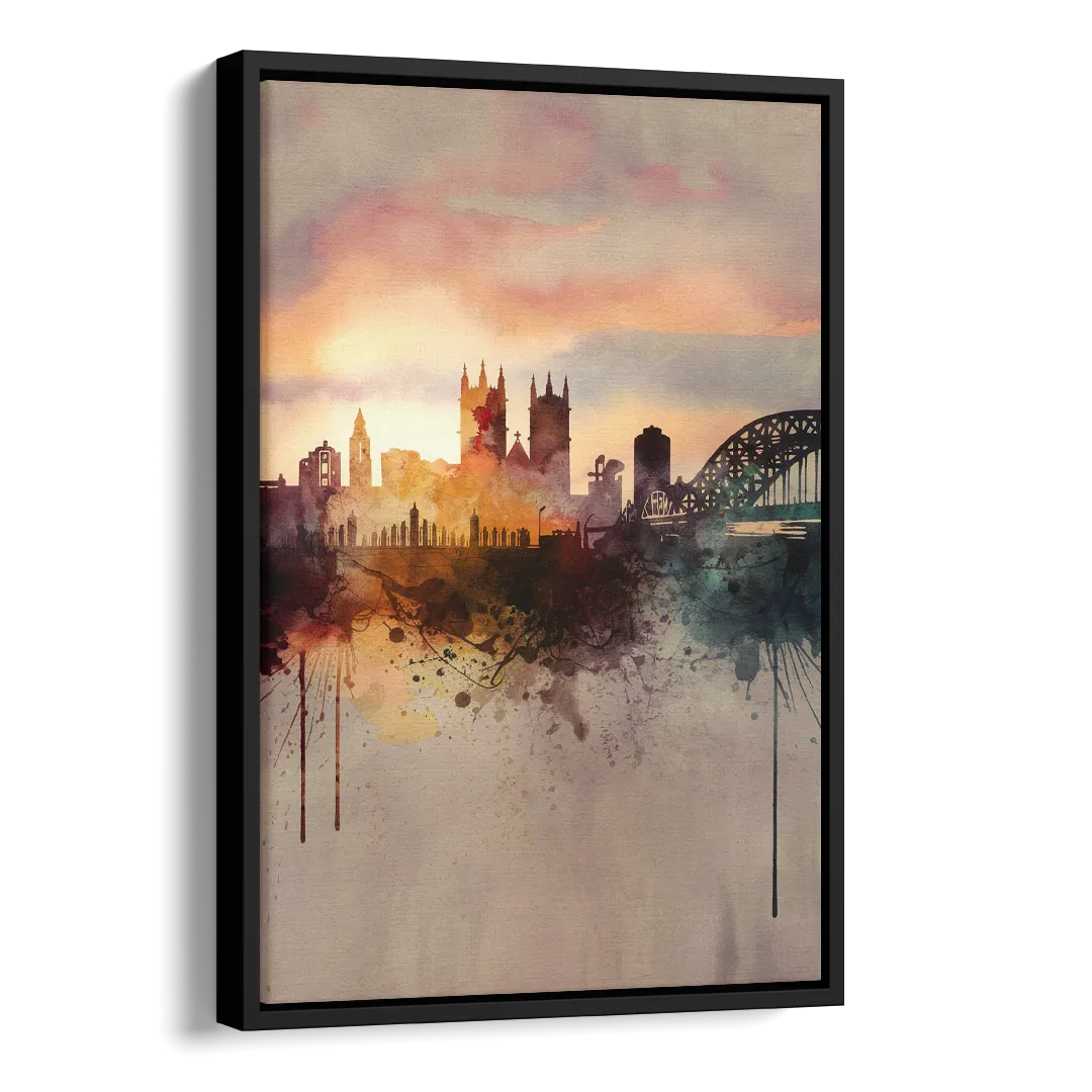 Durham Skyline at Sunset Side - Black Canvas Wall Art
