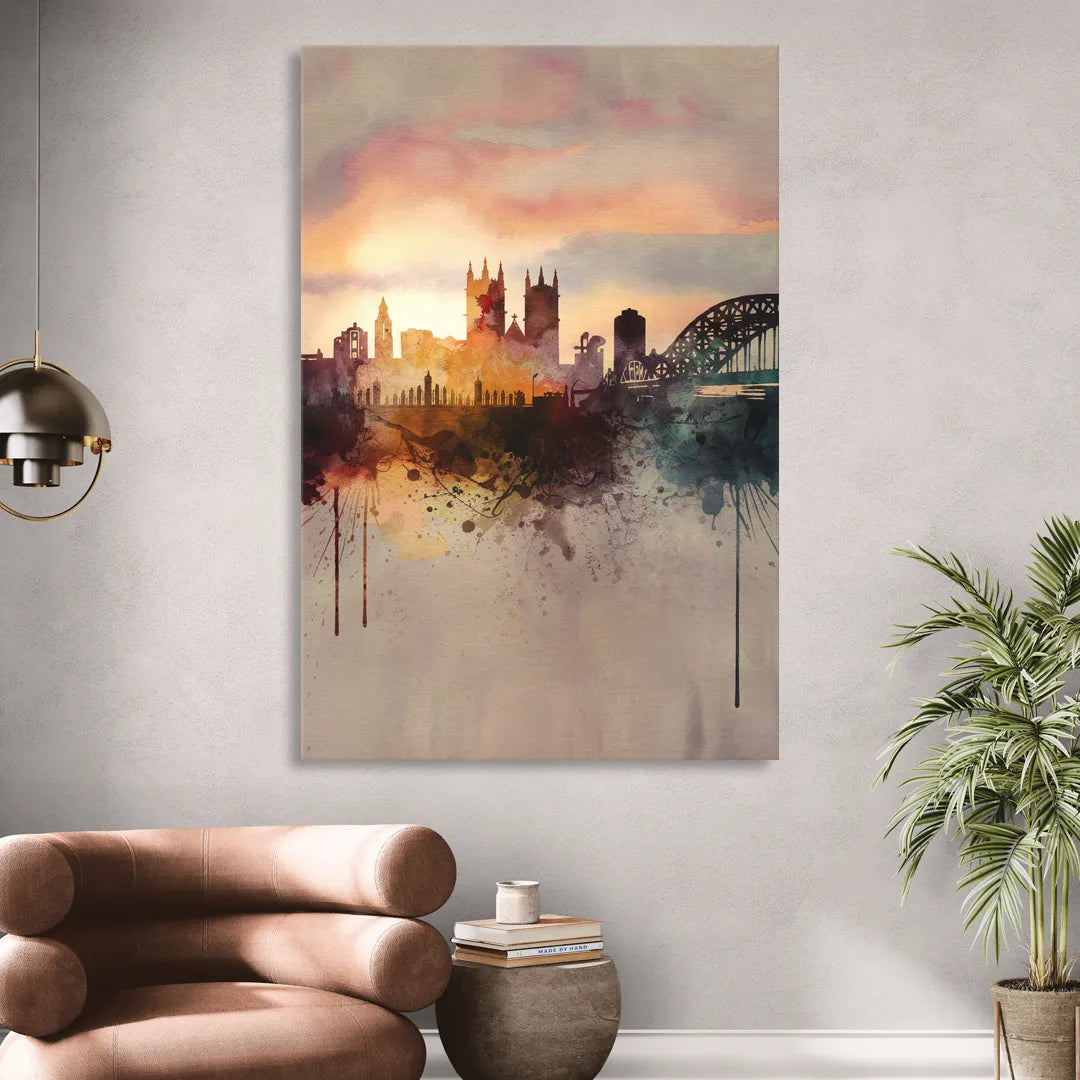 Durham Skyline at Sunset Living Room - Canvas Wall Art