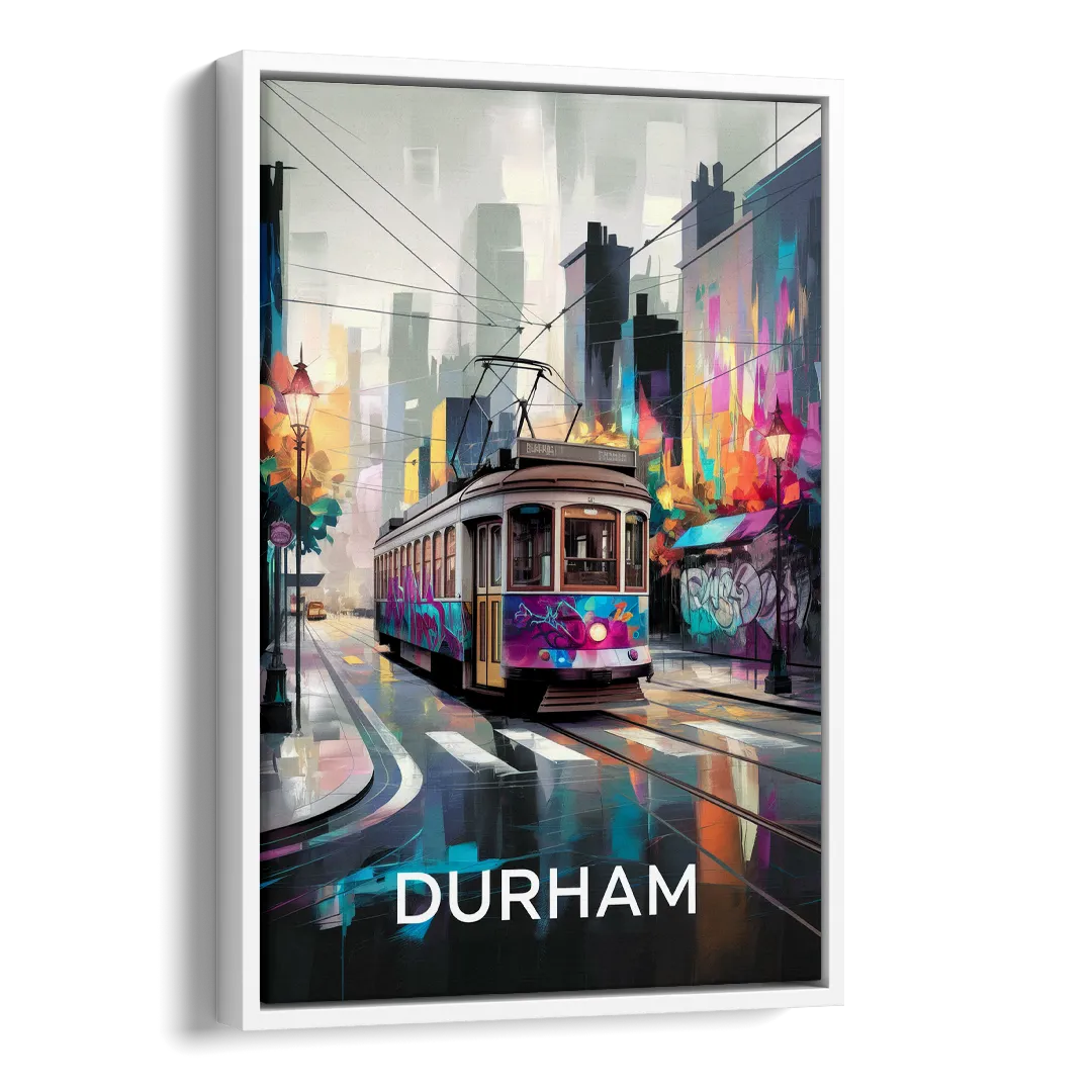 Durham Street Art Vibes Side - White Canvas Wall Art
