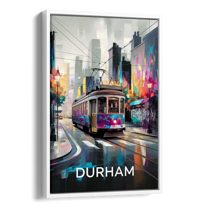 Durham Street Art Vibes Side - White Canvas Wall Art