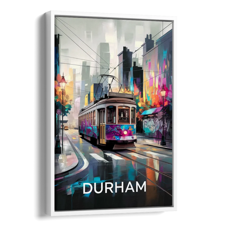 Durham Street Art Vibes Side - White Canvas Wall Art