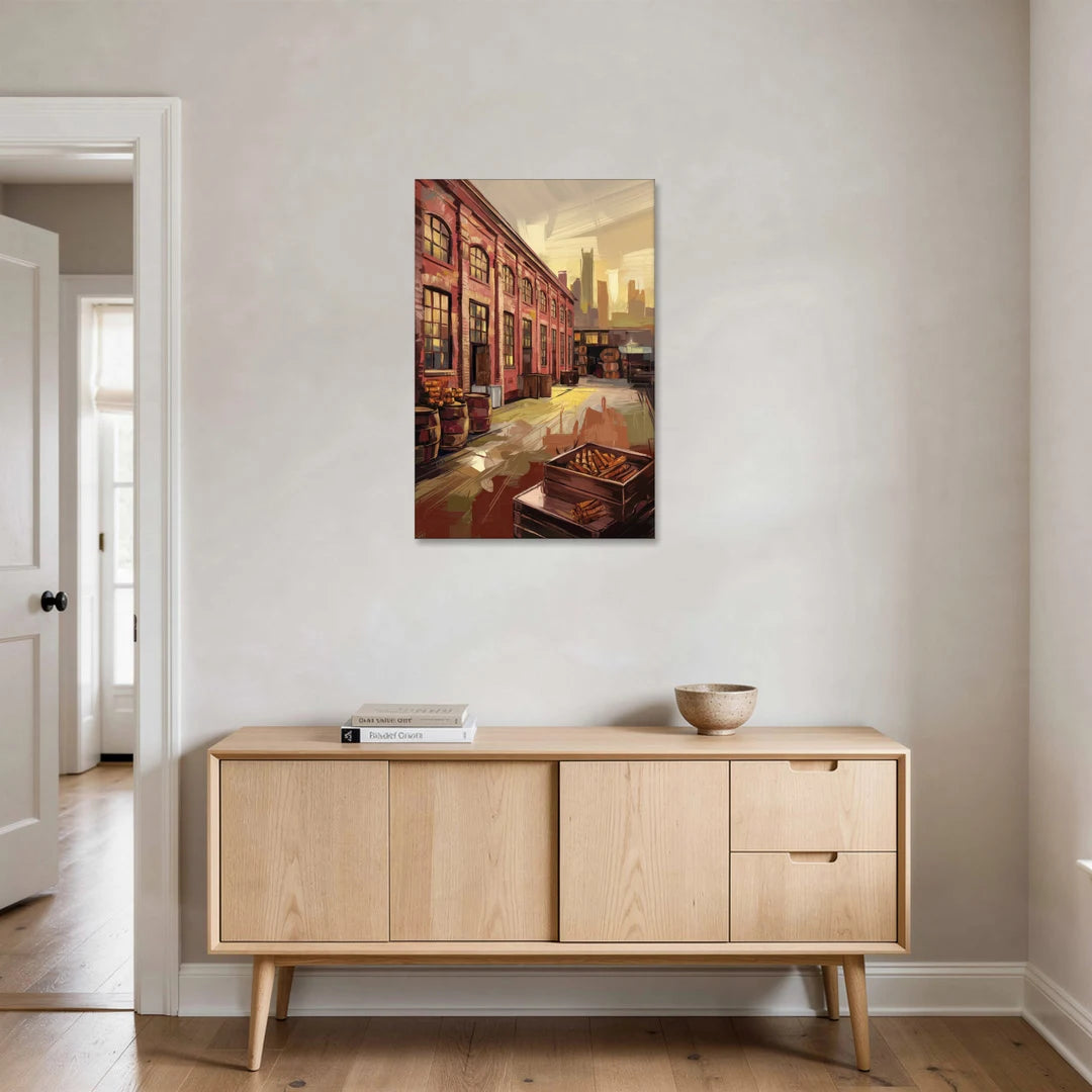 Durham Tobacco Warehouse Charm - Canvas Wall Art - Coffee Table - 24x36