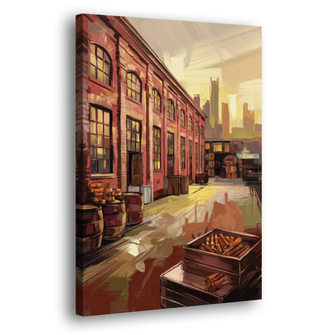 Durham Tobacco Warehouse Charm - Canvas Wall Art - Side