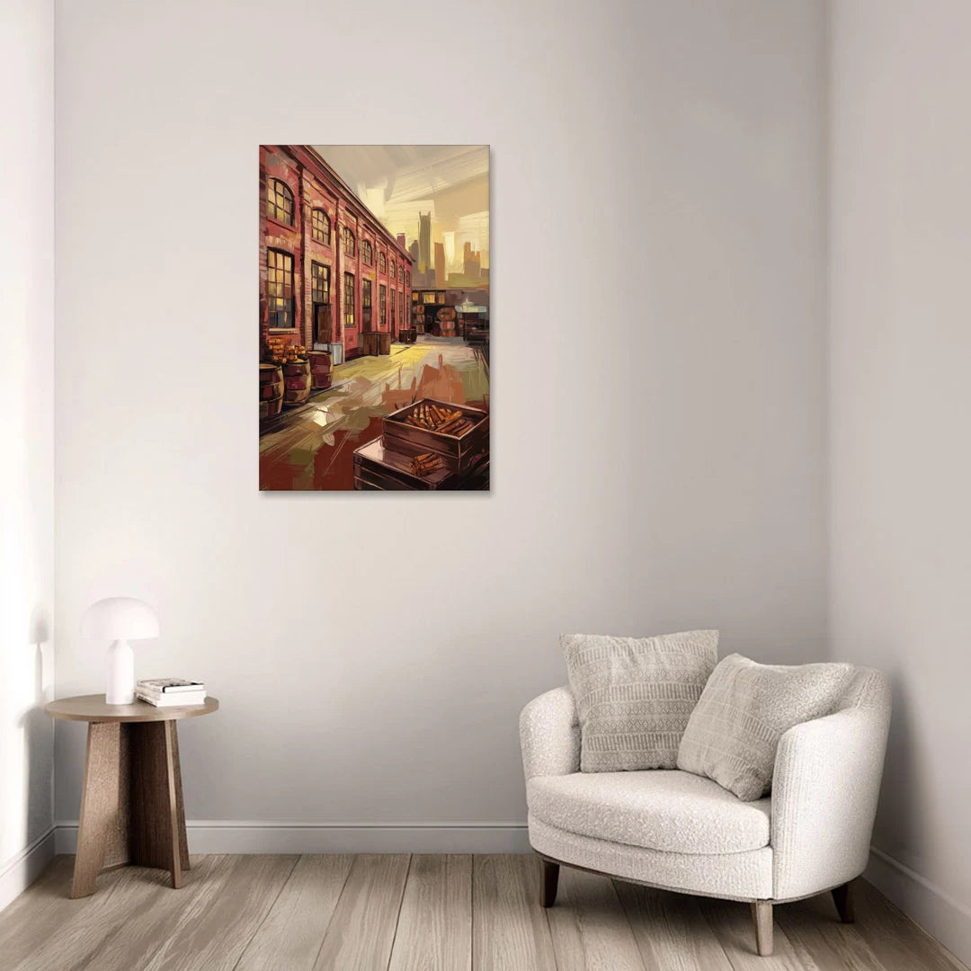 Durham Tobacco Warehouse Charm - Canvas Wall Art - Sofa - 24x36
