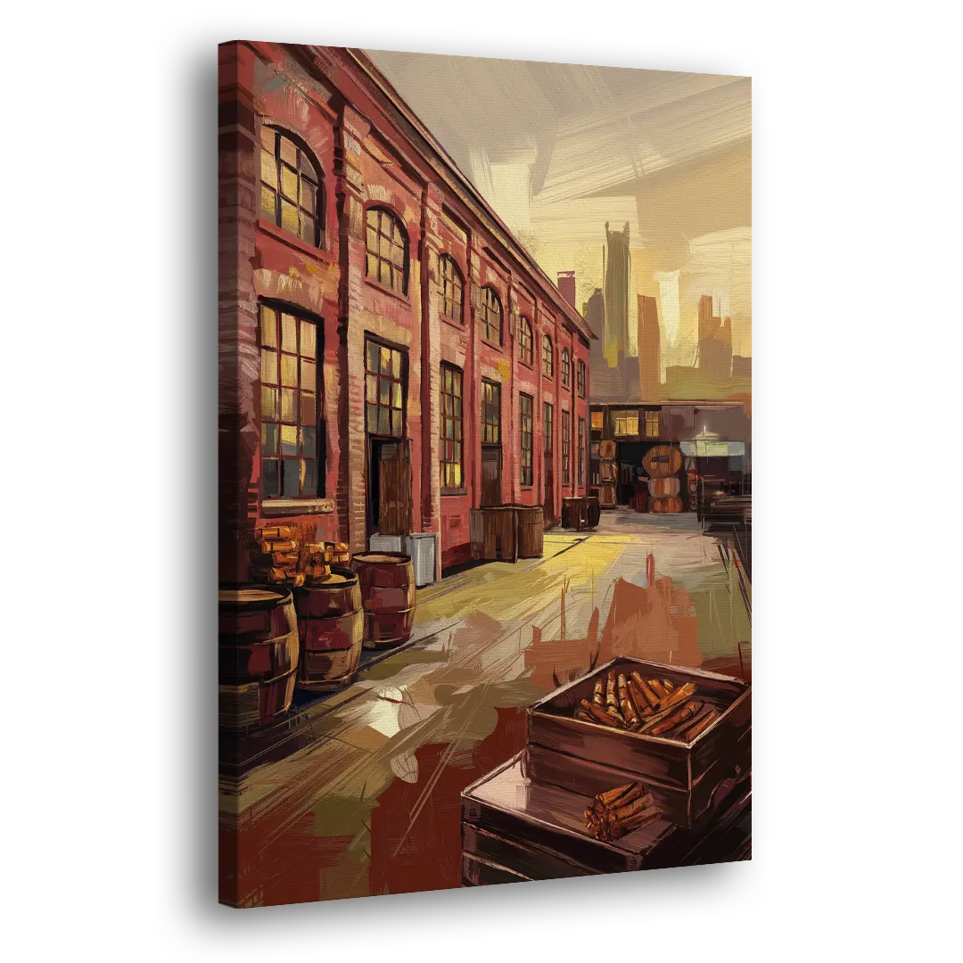 Durham Tobacco Warehouse Charm Side - Canvas Wall Art