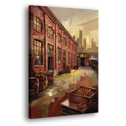 Durham Tobacco Warehouse Charm Side - Canvas Wall Art