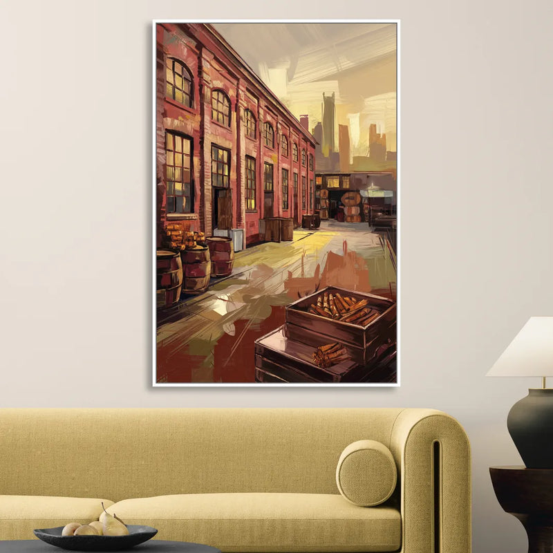 Durham Tobacco Warehouse Charm Sitting Room - White Canvas Wall Art