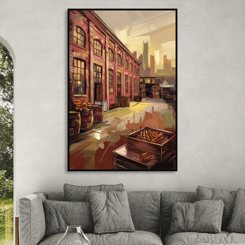 Durham Tobacco Warehouse Charm Sitting Room - Black Canvas Wall Art
