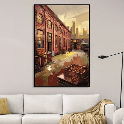 Durham Tobacco Warehouse Charm Living Room - Black Canvas Wall Art