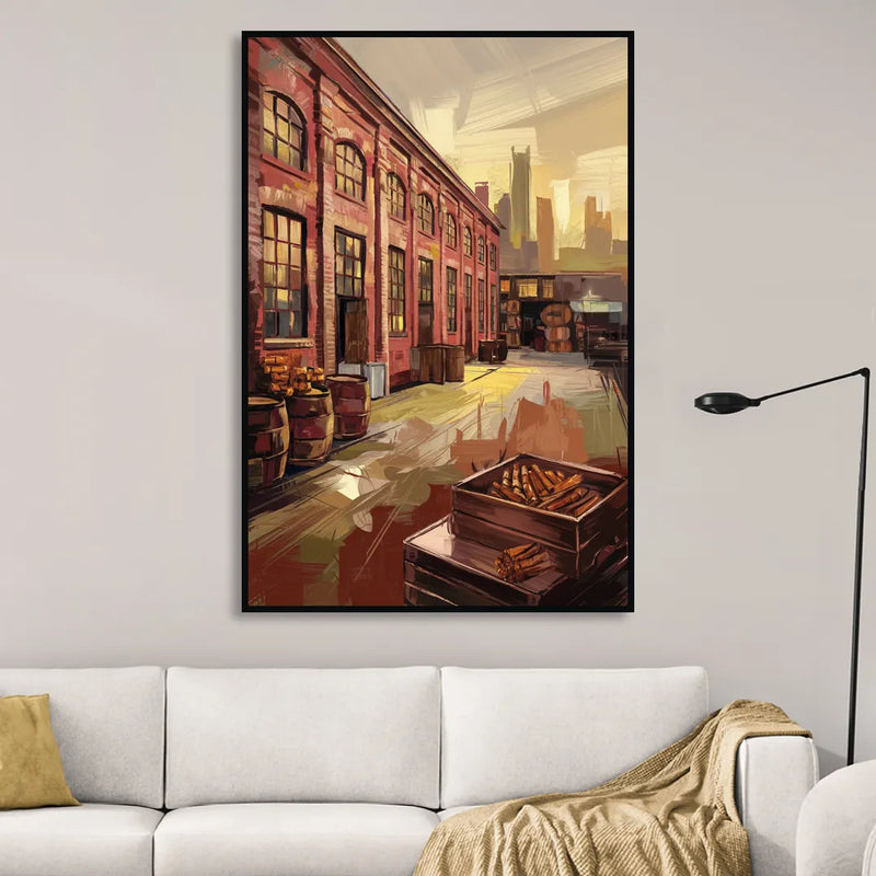 Durham Tobacco Warehouse Charm Living Room - Black Canvas Wall Art