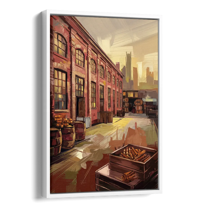 Durham Tobacco Warehouse Charm Side - White Canvas Wall Art