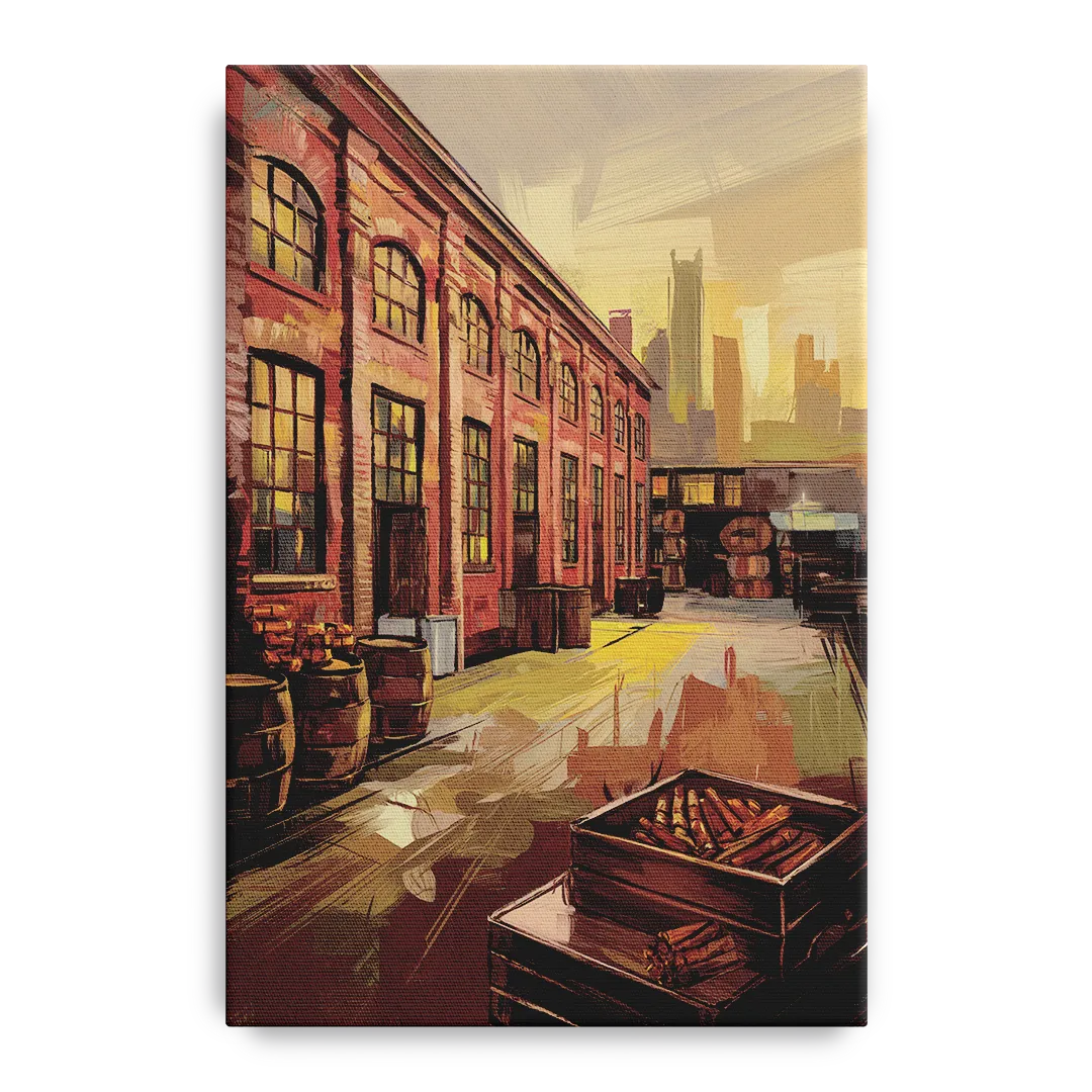 Durham Tobacco Warehouse Charm Front - Canvas Wall Art