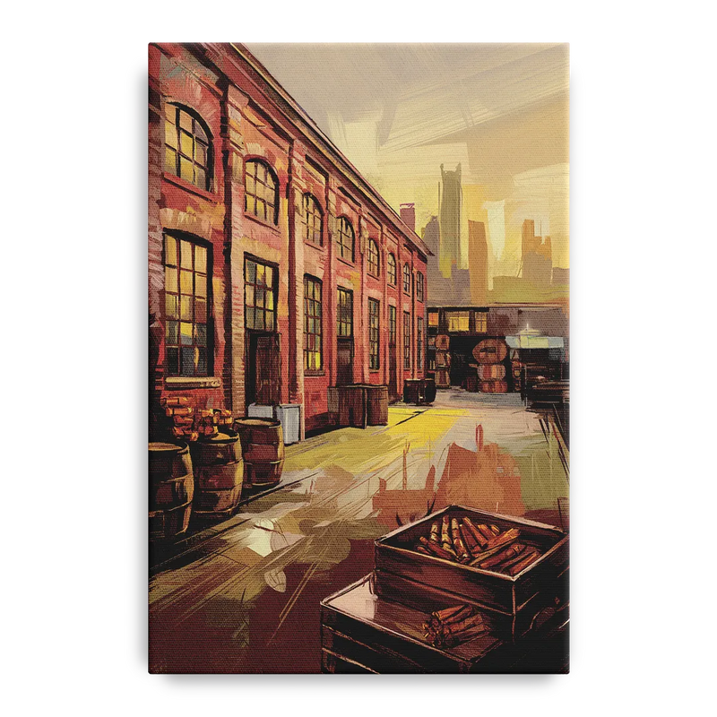 Durham Tobacco Warehouse Charm Front - Canvas Wall Art