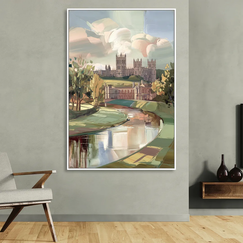 Durham University Aesthetic Sitting Room - White Canvas Wall Art