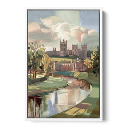 Durham University Aesthetic Front - White Canvas Wall Art