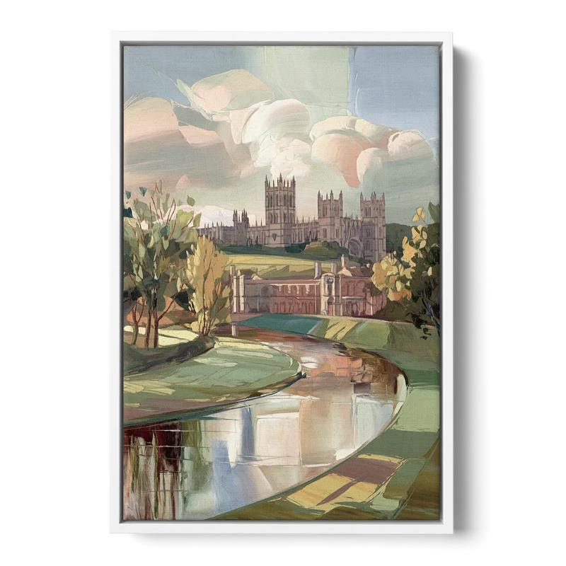 Durham University Aesthetic Front - White Canvas Wall Art