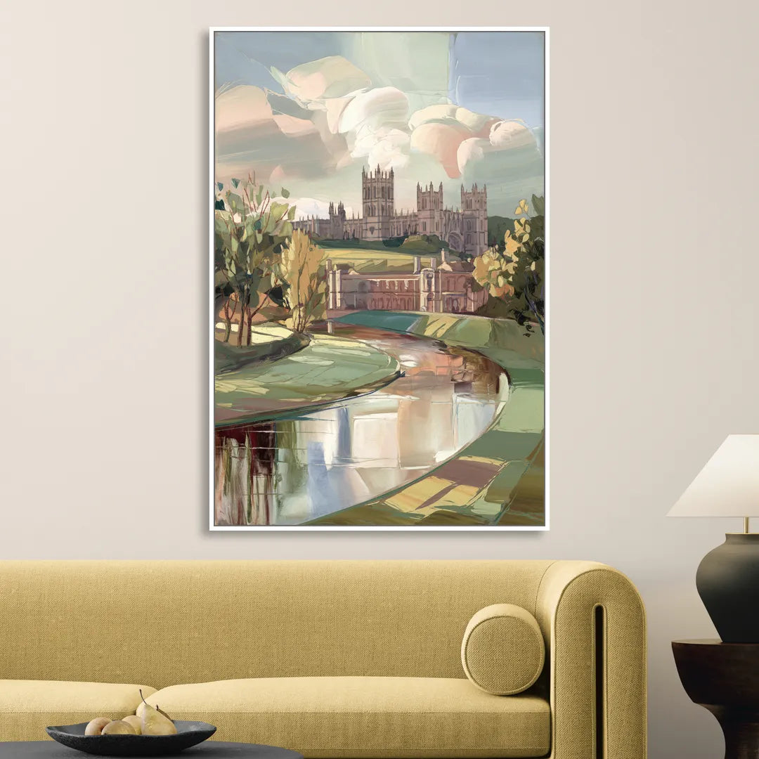 Durham University Aesthetic Living Room - White Canvas Wall Art