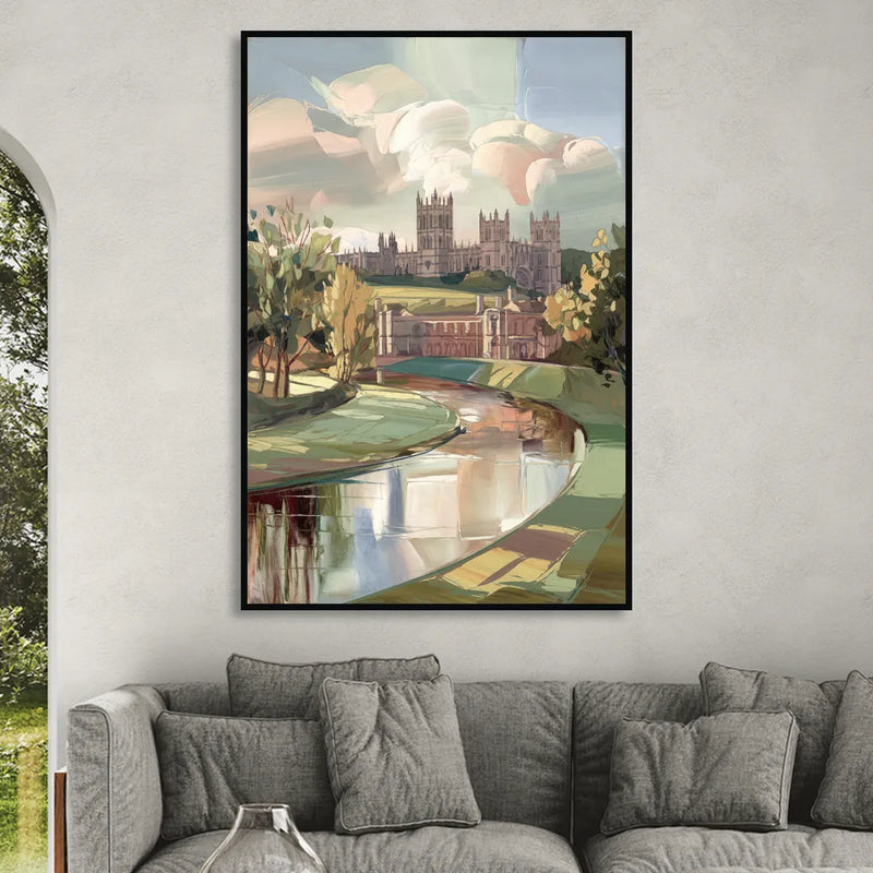 Durham University Aesthetic Living Room - Black Canvas Wall Art