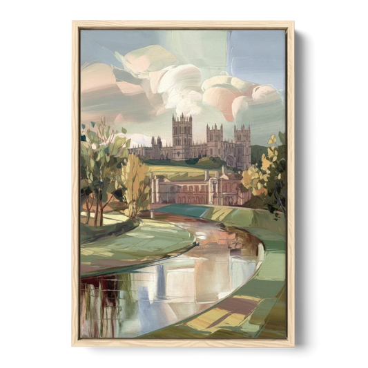 Durham University Aesthetic - Oak Framed Canvas Wall Art - Front