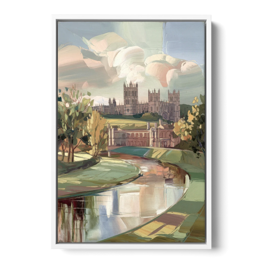Durham University Aesthetic - White Framed Canvas Wall Art - Front