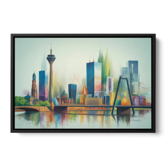 Dusseldorf Skyline - Black Framed Canvas Wall Art - Front