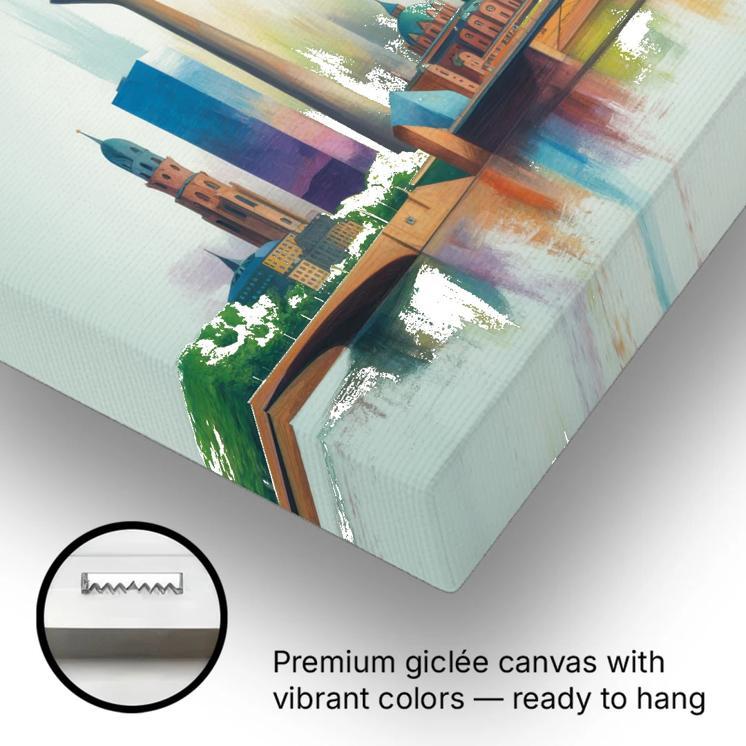 Dusseldorf Skyline - Canvas Wall Art - Gallery Wrap Corner