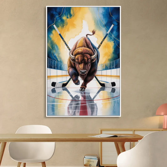 Dynamic Buffalo Sabres Action Living Room - White Canvas Wall Art