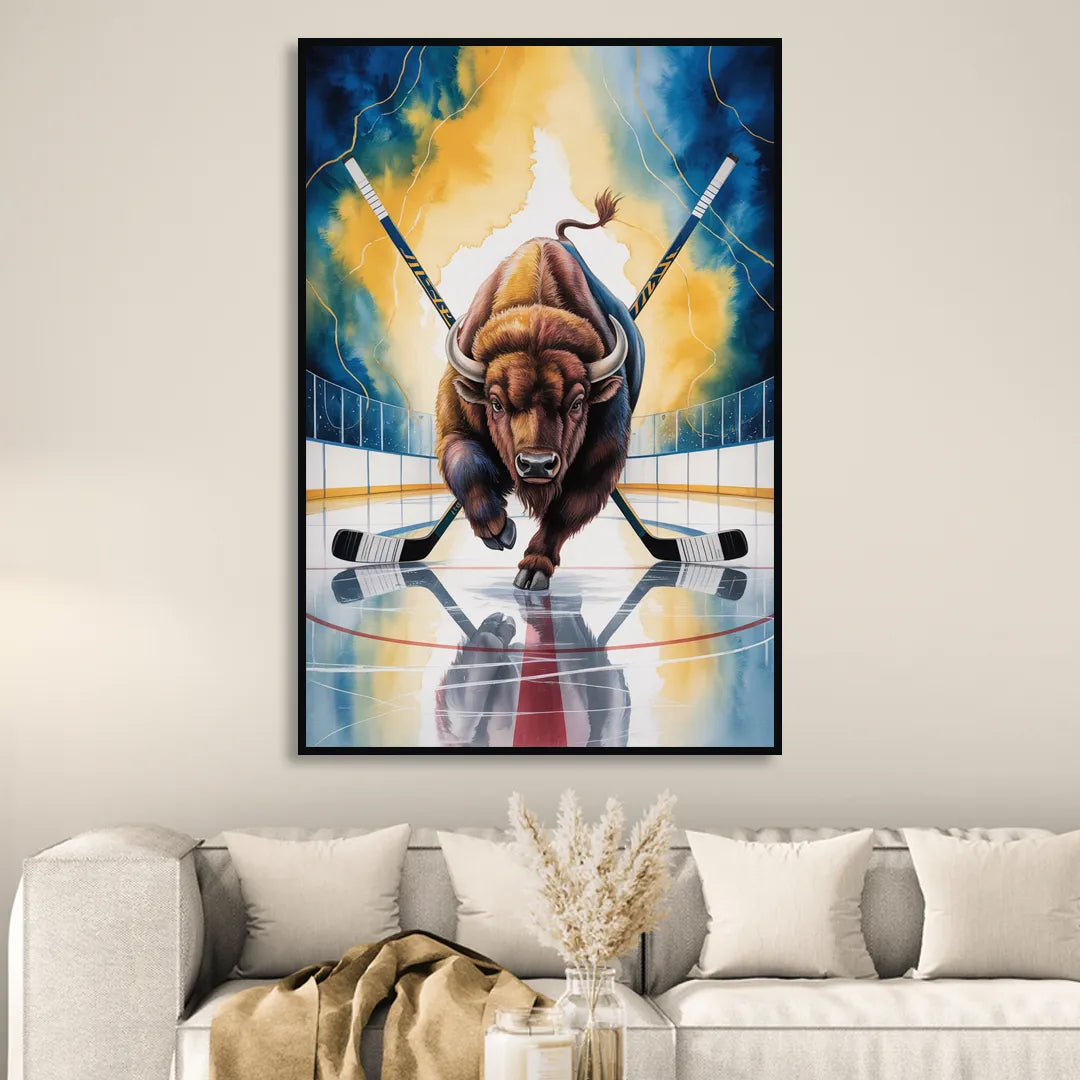 Dynamic Buffalo Sabres Action Sitting Room - Black Canvas Wall Art