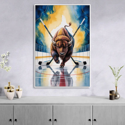 Dynamic Buffalo Sabres Action Sitting Room - White Canvas Wall Art